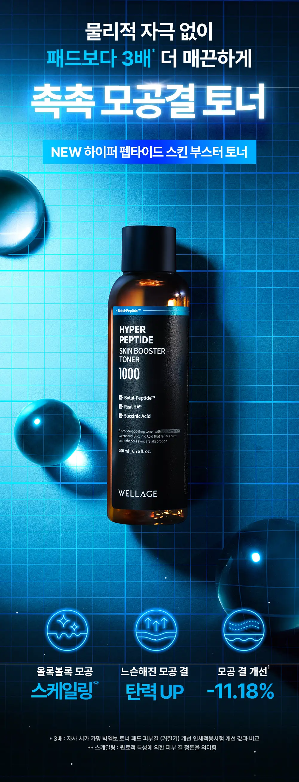 [모공결토너] 웰라쥬 하이퍼 펩타이드 스킨부스터 토너 200ml 상세페이지 2